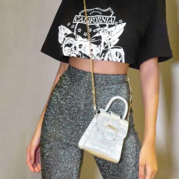 Pretty Haute Handbags - Silver Mini Embossed Bag